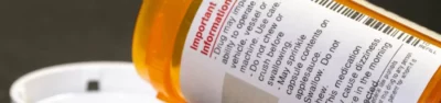 Label on Adderall prescription bottle that lists out warnings and side effects