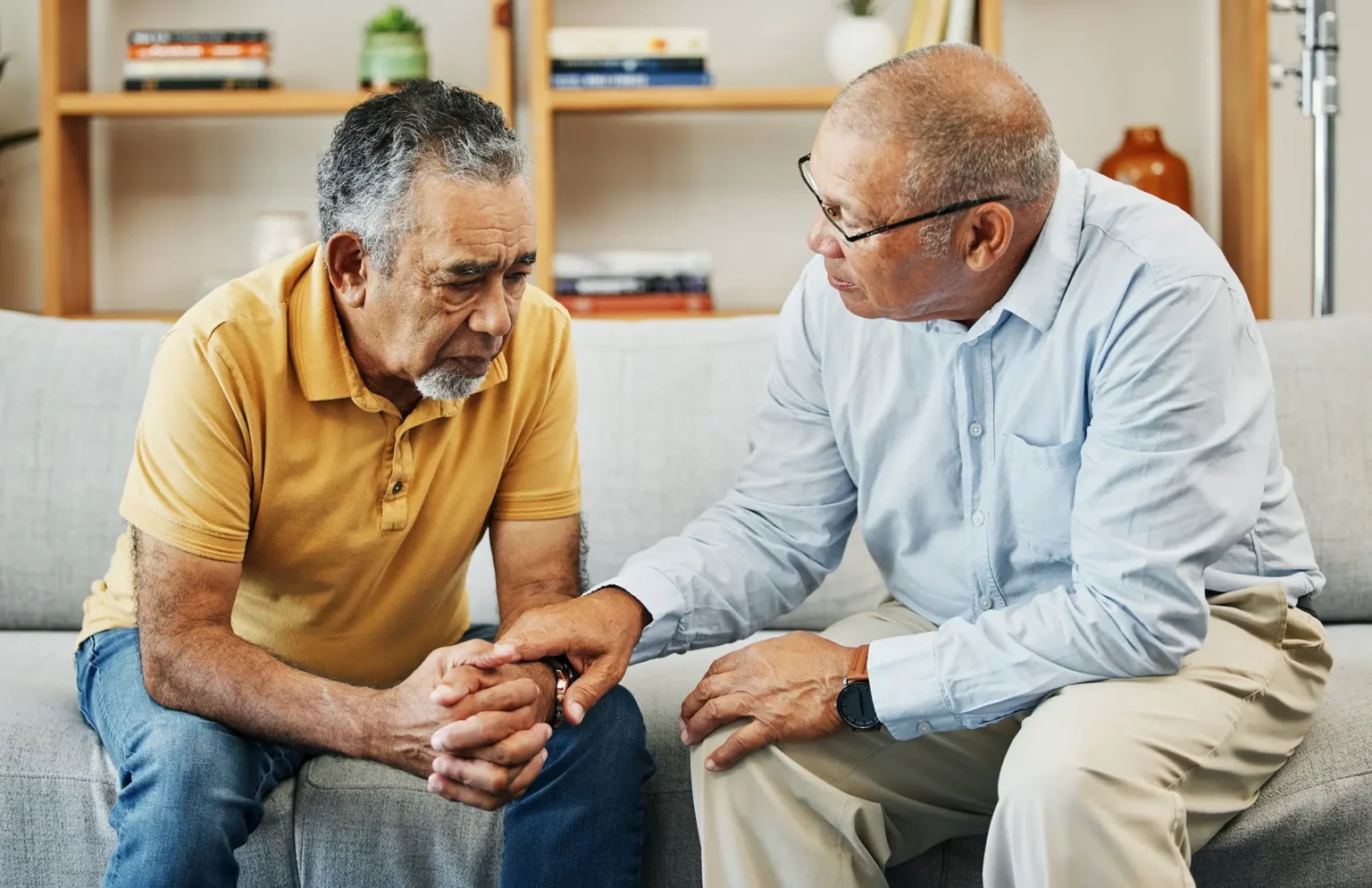 Addiction specialist comforts patient at an inpatient rehab